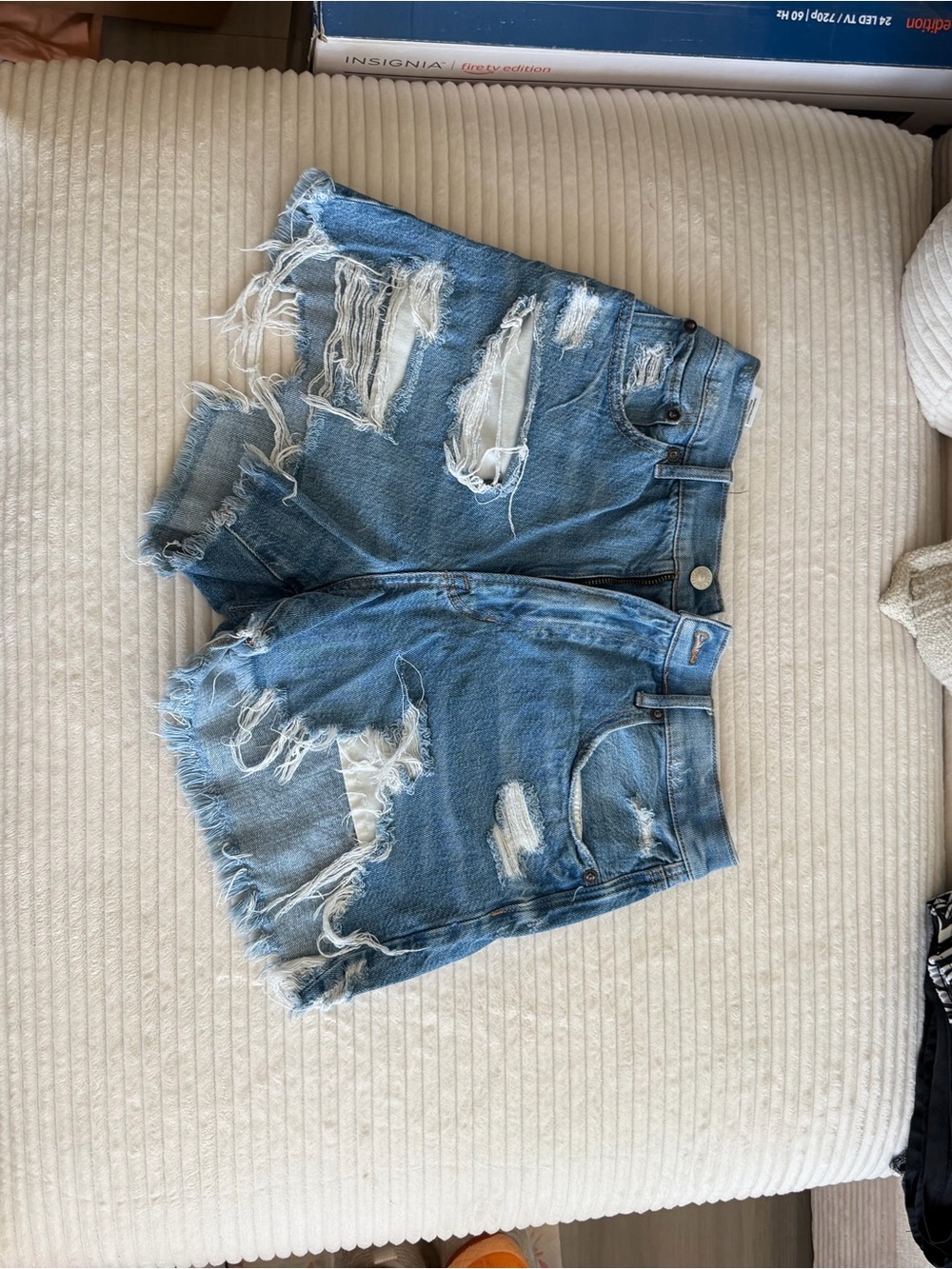 American Eagle Outfitters Distressed Light Blue Denim Cutoff Shorts